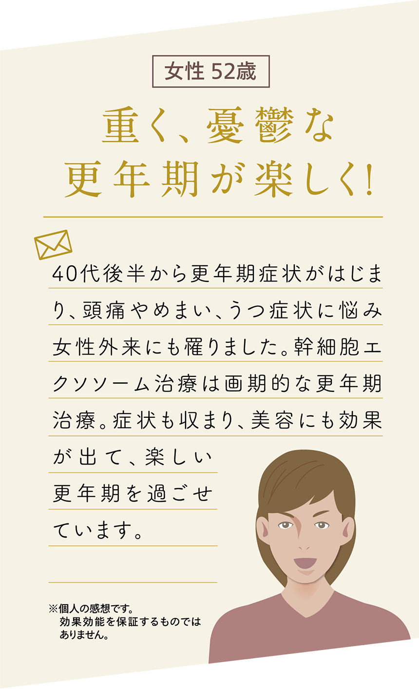 女性 52歳 重く、憂鬱な更年期が楽しく！